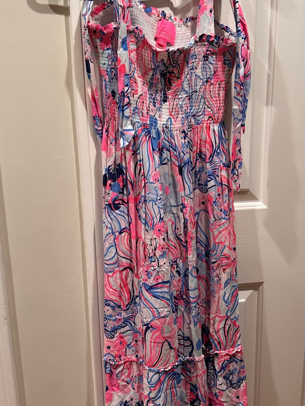 Pink & Blue Floral Maxi Sundress